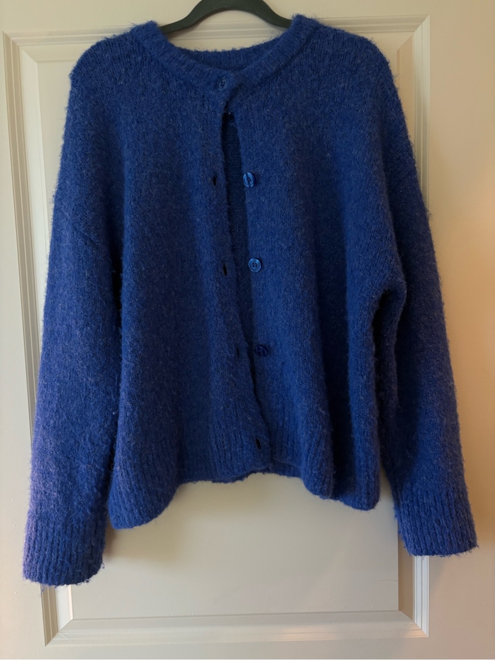BDG Royal Blue Fuzzy Button-Up Cardigan